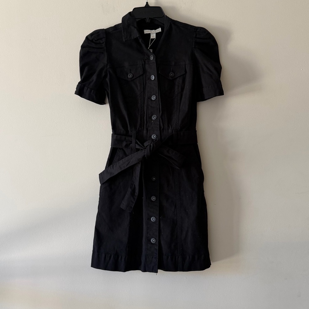 Chelsea & Violet Black Mini Dress with Button Detail